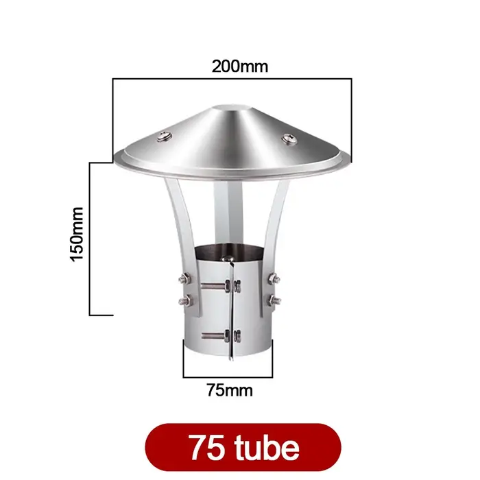 Bouchon de pluie ventilé en acier inoxydable, 75-160mm, mur extérieur, sortie d'air, tuyau de poêle,