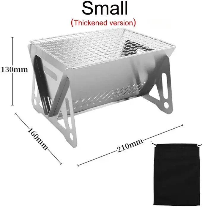 Poêle à bois pliable en acier inoxydable, gril portable, réchaud multifonction, barbecue de camping,