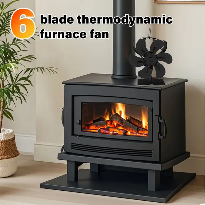 Ventilateur de poêle à 6 pales à alimentation thermique pour foyer à bois