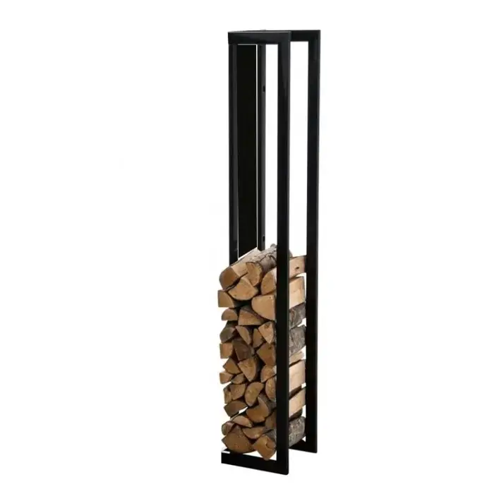 Porte-bûches en métal robuste au design moderne, facile à assembler, pour l'intérieur et l'extérieur