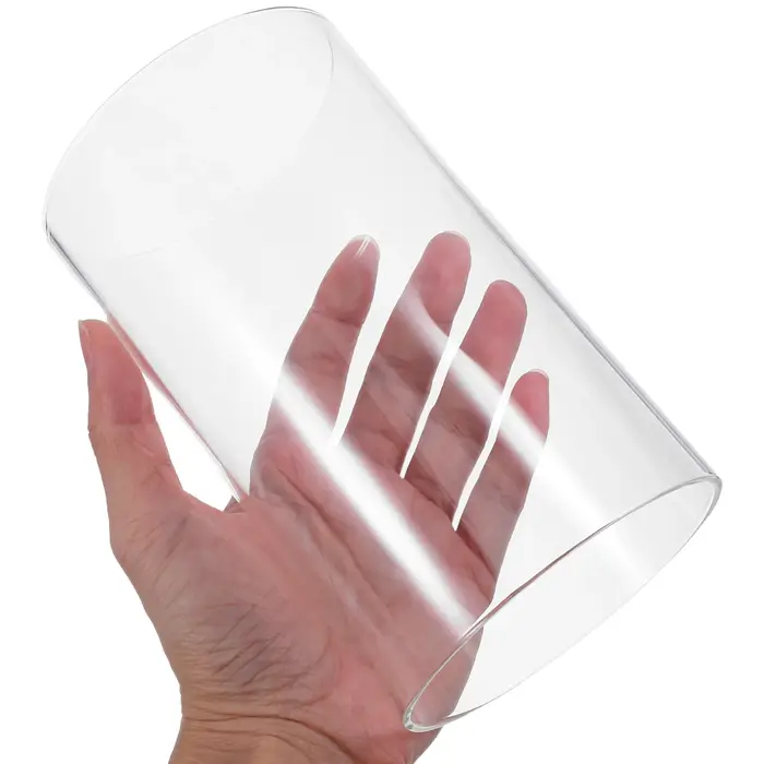 Couvercle d'ombrage de cheminée en verre transparent, bougeoir ouragan, finition lisse et polie pour