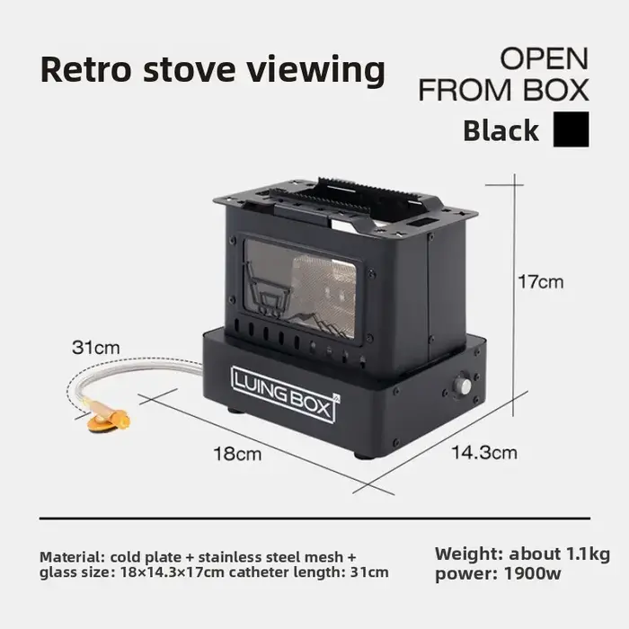 LUING BOX Camping extérieur rétro poêle chauffage poêle thé cuisson fendu poêle randonnée léger Port