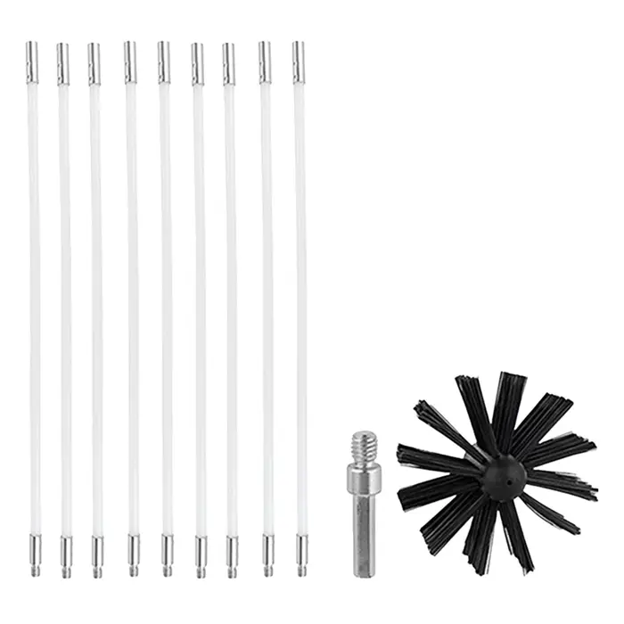 Kit de brosses pour cheminée 100/150 mm, brosse rotative flexible pour nettoyer les conduits de séch