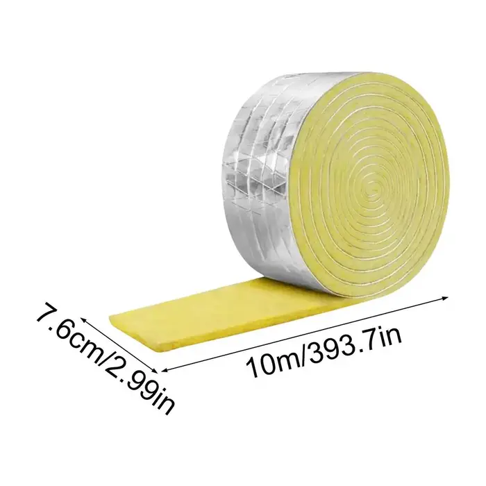 Bande isolante ignifuge autocollante en laine de verre pour tuyauterie industrielle et eau chaude, a
