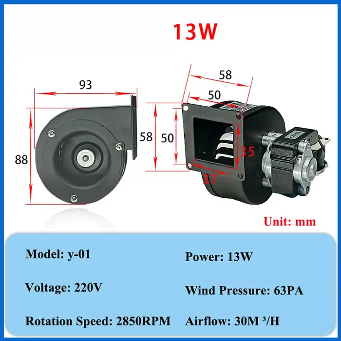 Ventilateur centrifuge silencieux pour poêle à granulés, petit ventilateur centrifuge 220 40W