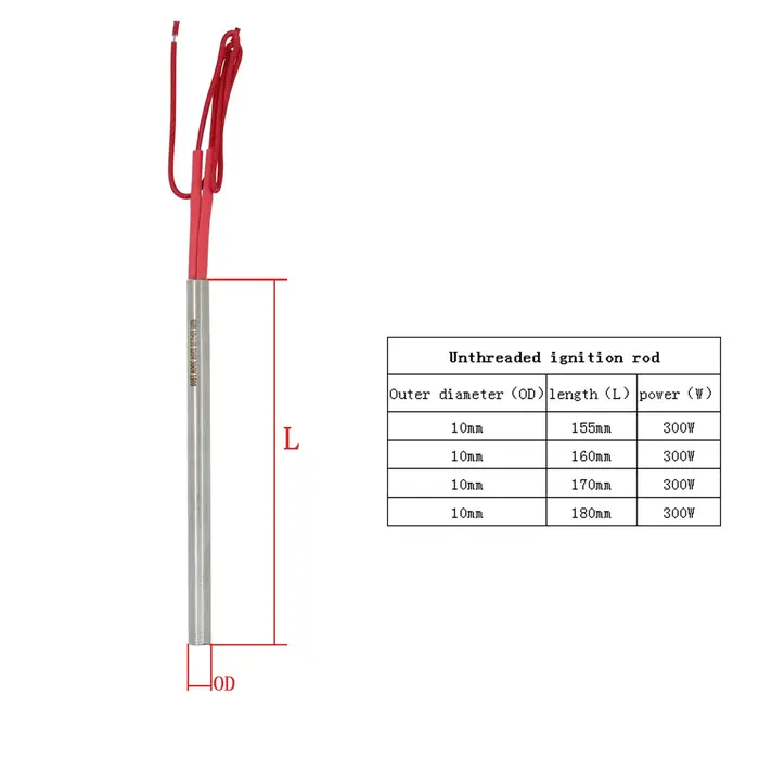 Bougie d'allumage 220V 300W pour granulés 155 160 170 180 mm, résistance à l'allumage pour granulés,