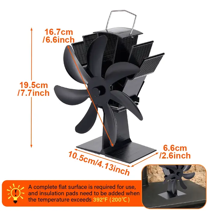 Ventilateur de poêle silencieux à 7 lames, distribution de chaleur efficace pour la maison, poêle à 