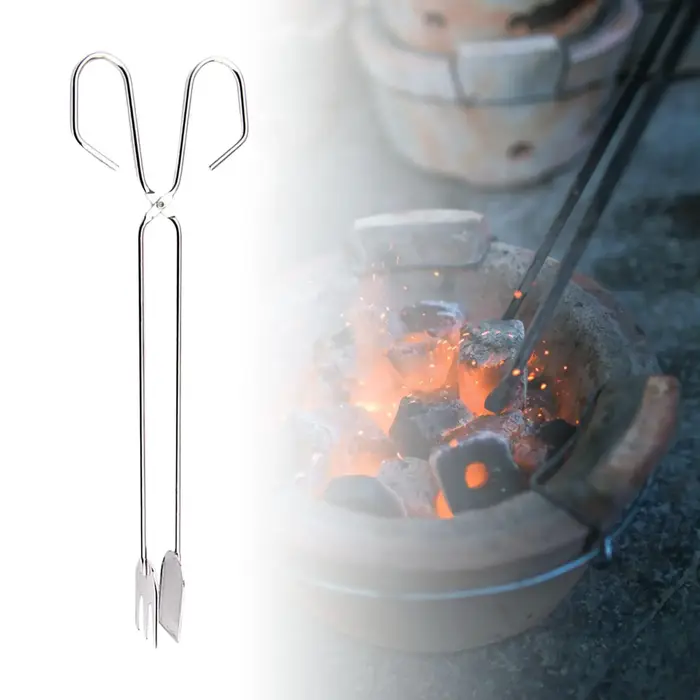 Pinces à charbon de bois pour barbecue, pinces à bois de chauffage pour grillades de chemin de fer i