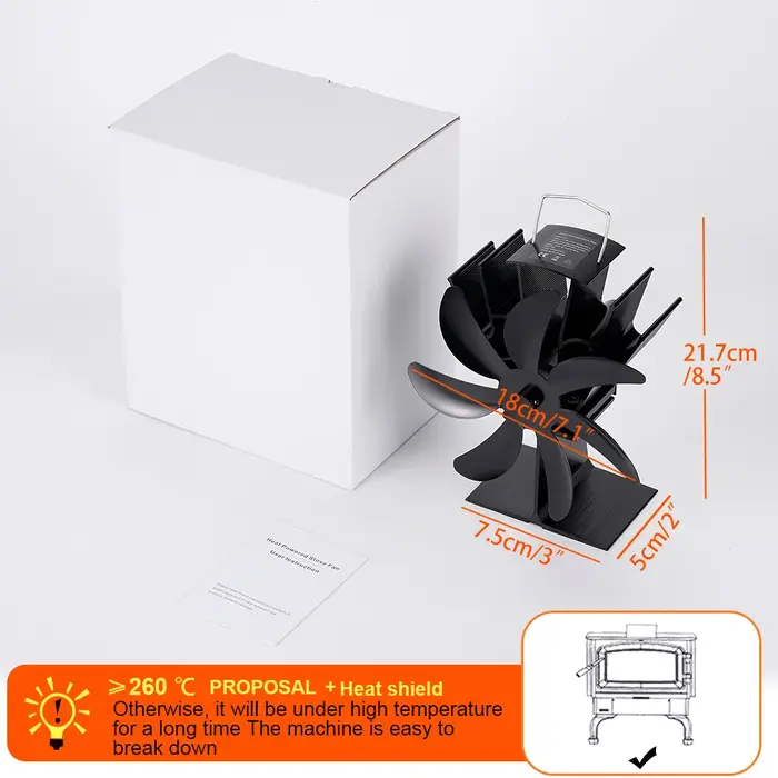 Ventilateur de poêle à bois à 7 lames, poêle à bûches, ventilateur de cheminée, silencieux, économie