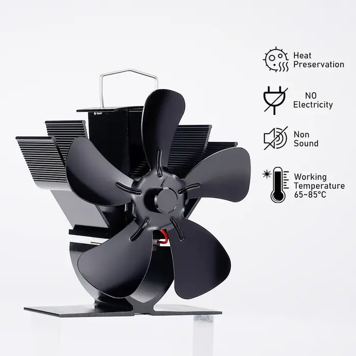 Mini ventilateur de poêle silencieux à 5 lames, distribution efficace de la chaleur, poêle à bois, p