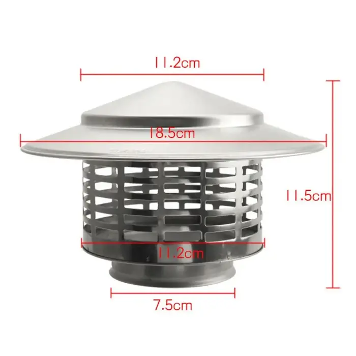 Bouchon de cheminée en acier inoxydable, 75-200mm, système de Ventilation murale extérieure, sortie 