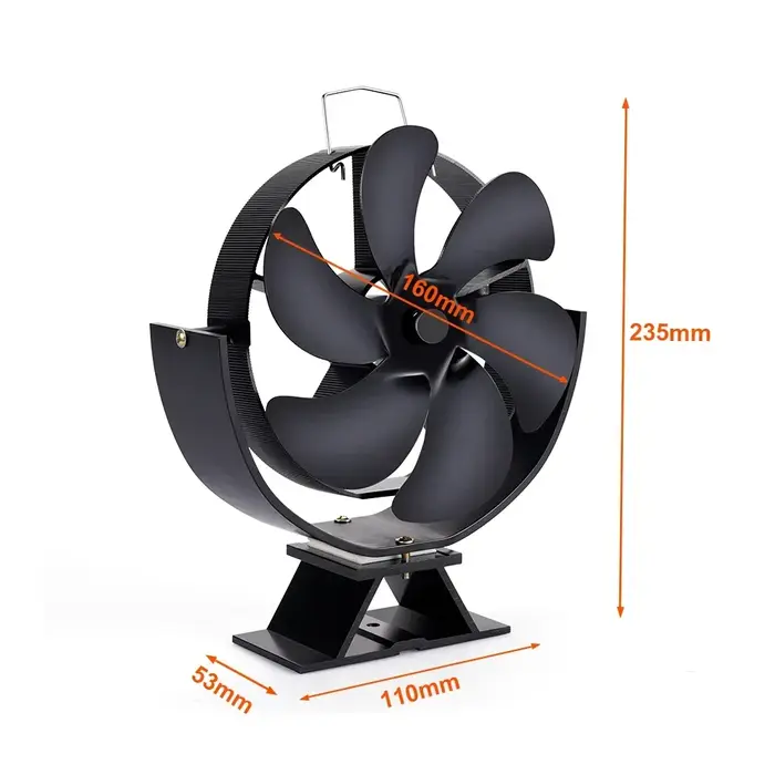 Ventilateur de poêle à chaleur à 6 pales, ventilateur de cheminée rotatif à 360 degrés, brûleur à bo