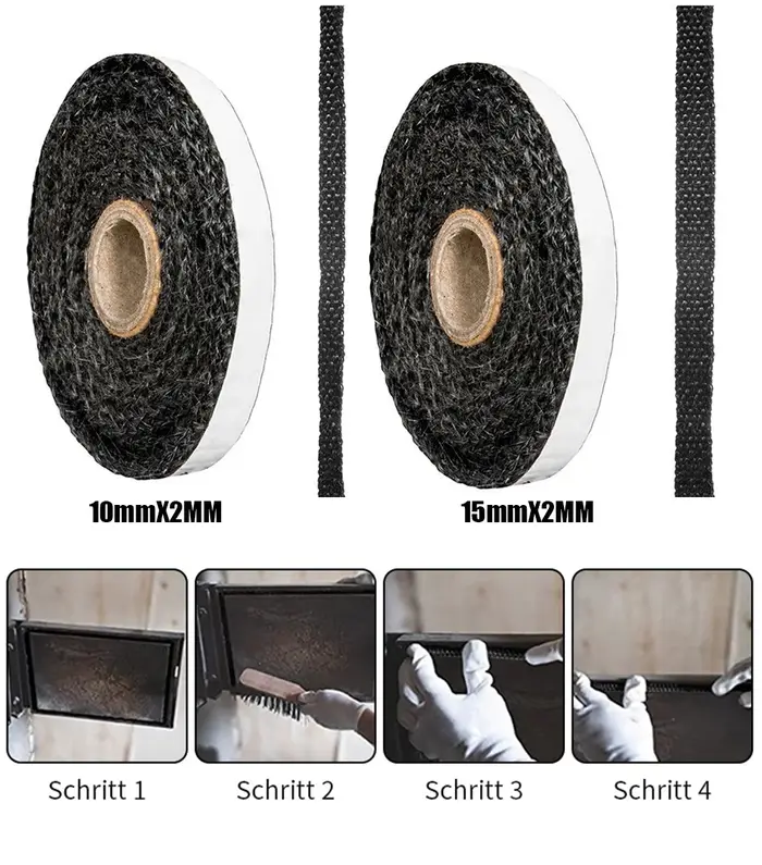 Corde auto-adhésive noire pour poêles plates