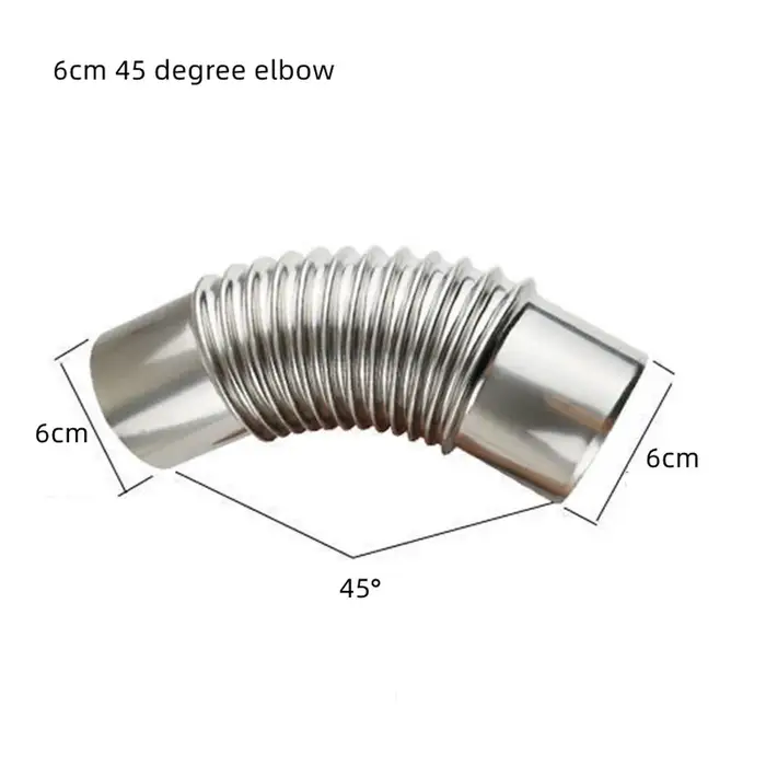 Acier inoxydable 60/70/80 mm 45 °   Insert de cheminée coudé courbé pour poêle à plusieurs conduits,
