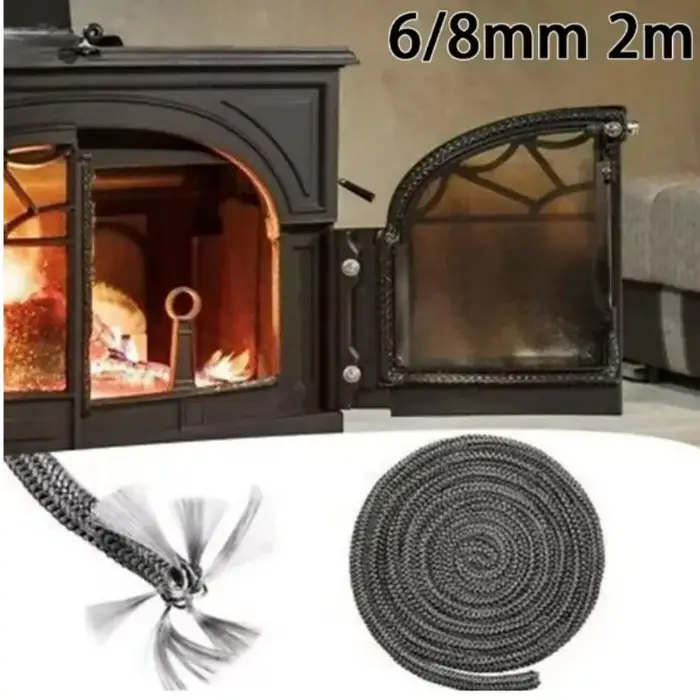 Poêle à bois noir, corde à feu