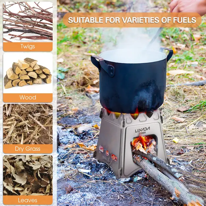 Poêle à Bois Pliable en Titane/Acier Inoxydable