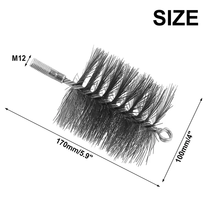 Brosse en fil d'acier à tige ronde pour cheminée