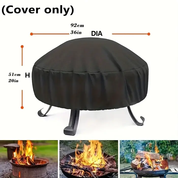 Couverture de foyer ronde en matériau robuste, adaptée aux foyers de 28 à 48 pouces, couverture de p