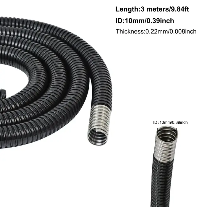 Tube corrugué en acier 304 recouvert de PVC de 4 à 20 mm, tuyau flexible en métal recouvert de plast