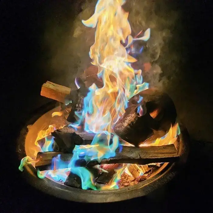 (10 pièces) Poudre changeante de couleur pour feu de camp, Poudre de flamme colorée, Fête aux flamme