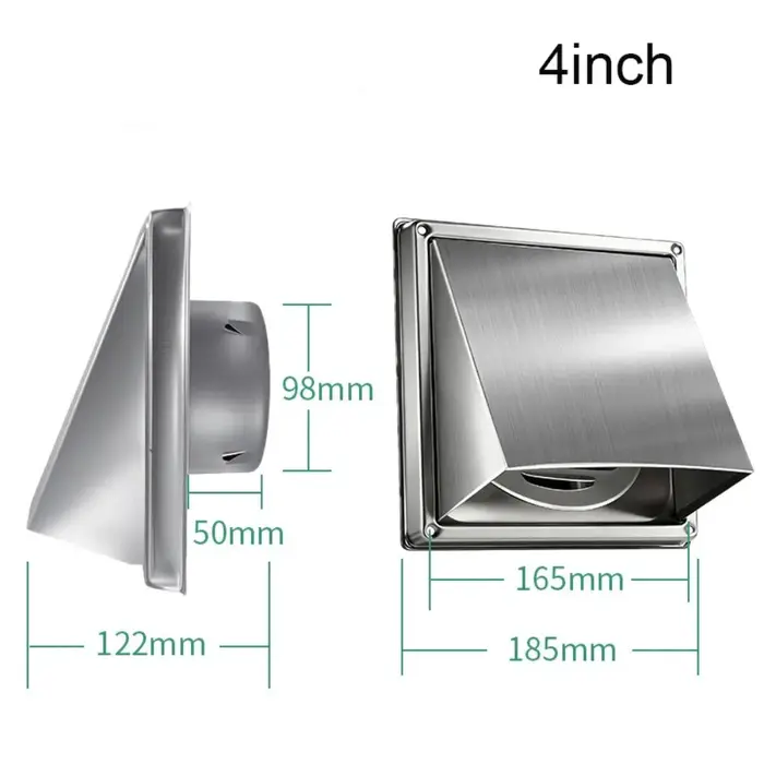 Grille d'aération de sécheuse en acier inoxydable durable, étanche, ronde, sortie d'air de conduit, 