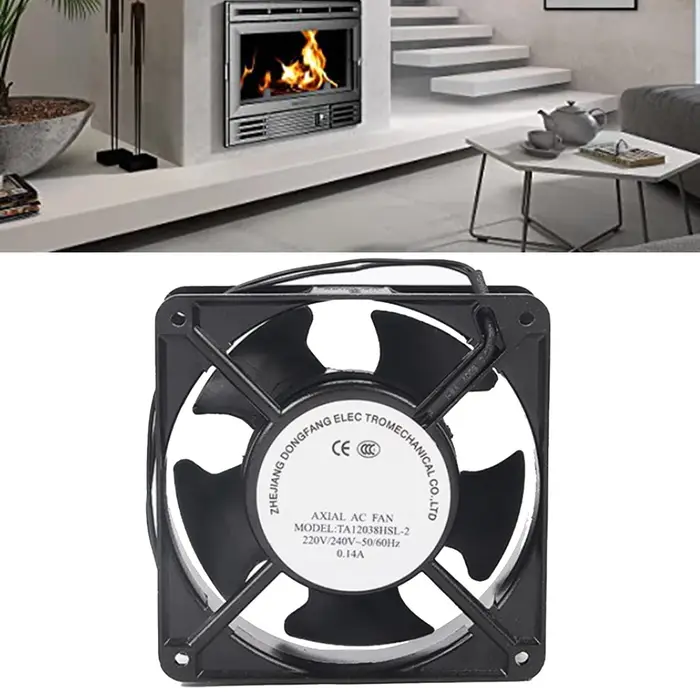 Ventilateur axial confortable pour foyer, pour circulation de chaleur, pales métalliques, design com