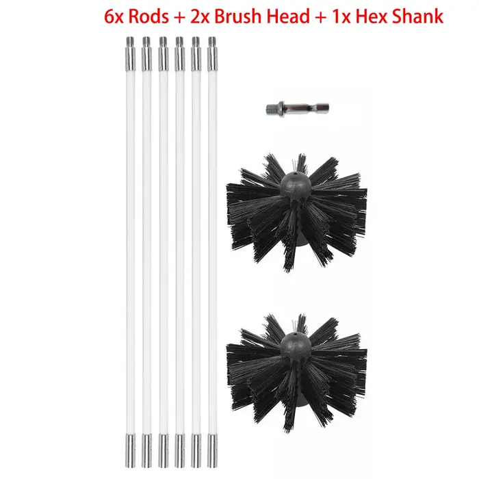 Ensemble de balayage de cheminée Flexible, Kit de brosse et de tige de balayage de conduit, tiges de
