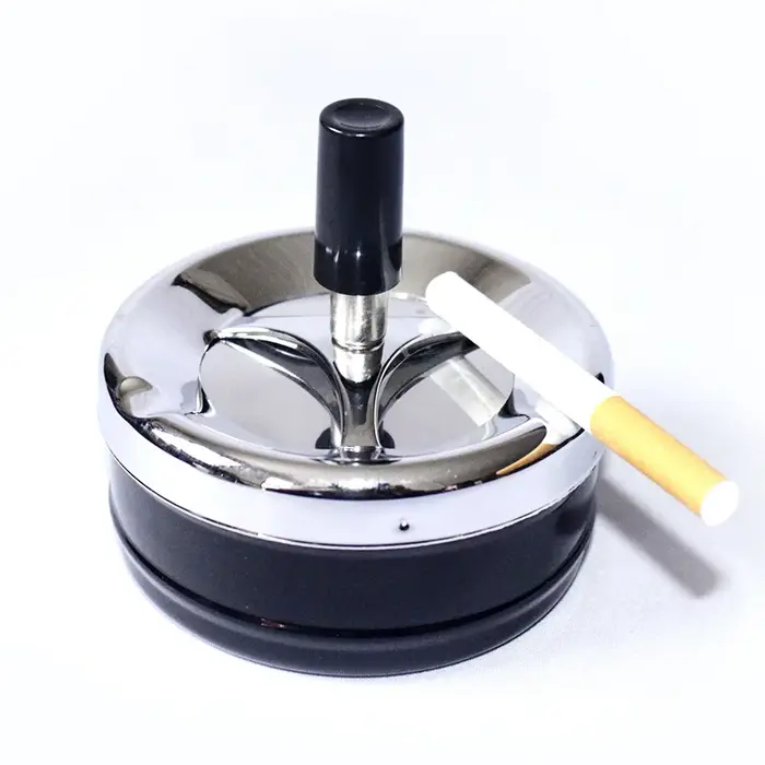 Cendrier frais en acier inoxydable, cendrier rotatif à pousser, cendrier autonettoyant avec couvercl
