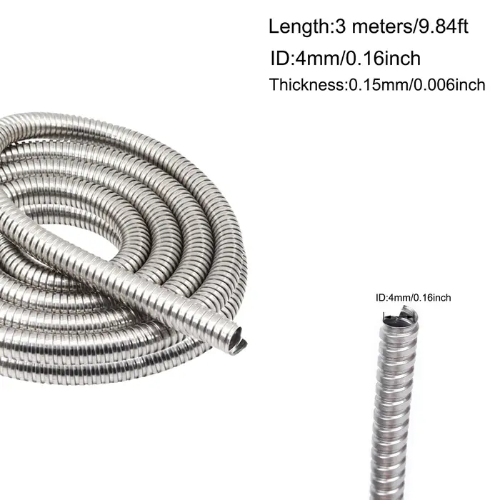 Conduit ondulé en acier inoxydable 304, longueur de 3 mètres, identification de 4 à 20mm, gaines tre