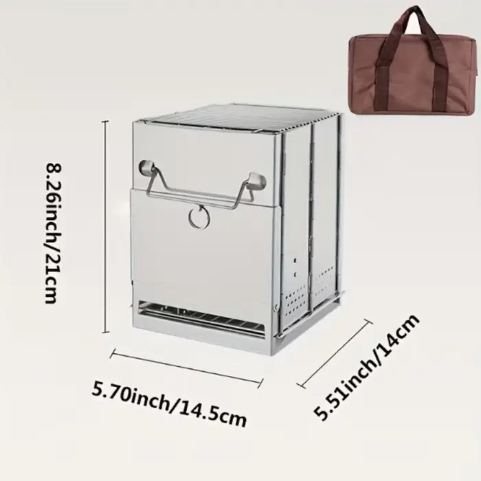Réchaud à bois pliable compact en acier inoxydable pour camping en plein air, barbecue léger pour pi
