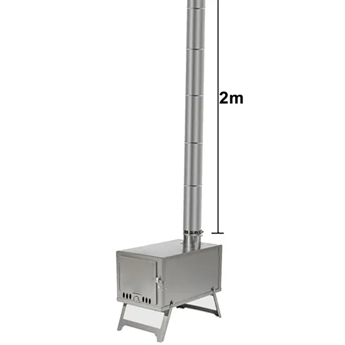 Poêle de tente pliante légère en titane, poêle à dos avec tuyau de cheminée pour tente chaude, Campi
