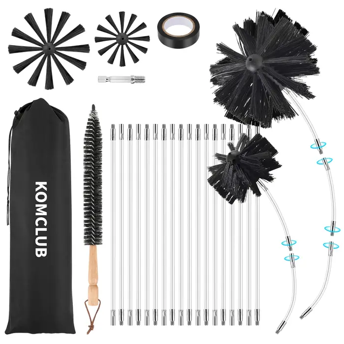 Kit de balayage de cheminée, brosse de cheminée avec sèche-cheminée, système de nettoyage de ventila