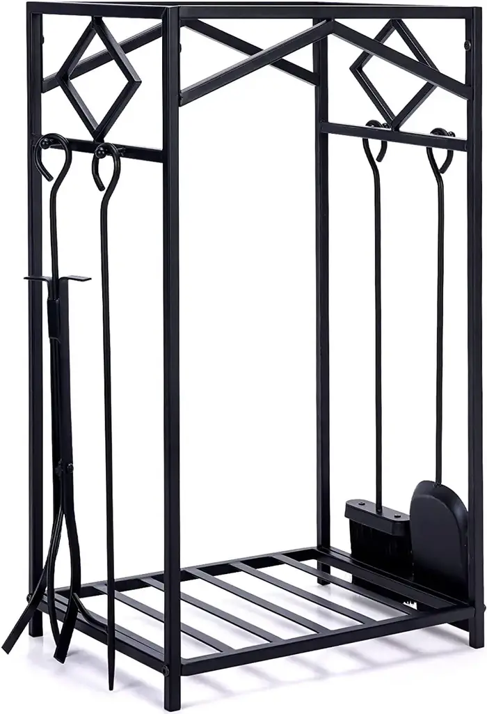 Support à bois de chauffage en fer, ustensiles de cheminée, quincaillerie de mobilier, ensemble de r