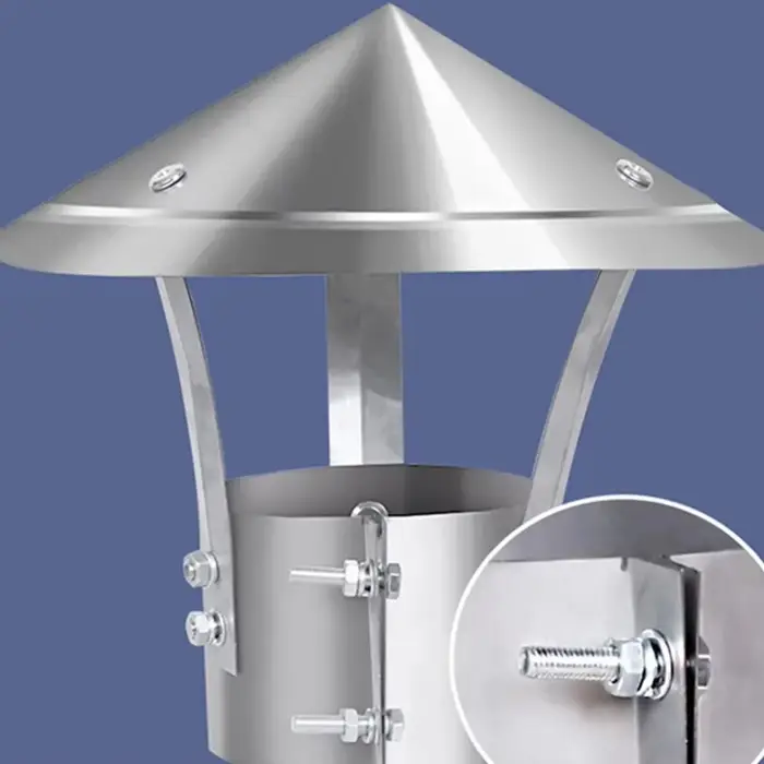 Capot de ventilation pour tuyau de poêle en acier inoxydable 75-160 mm