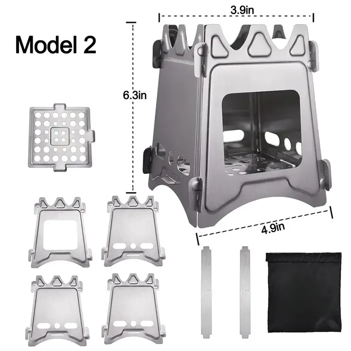 Poêle à bois de camping portable, acier inoxydable, pliable, léger, bois de chauffage, extérieur, ra