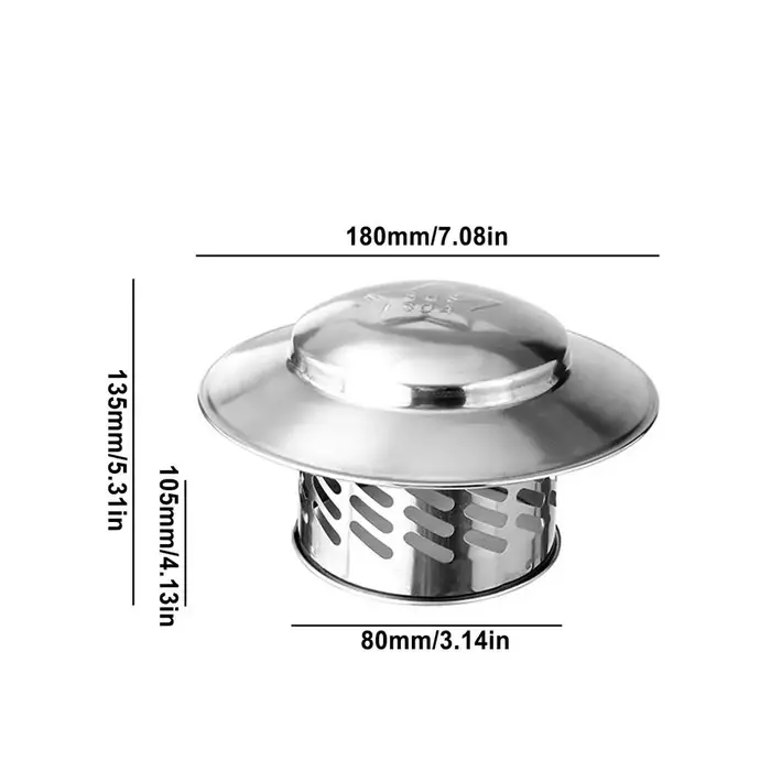 80-220mm 304 acier inoxydable capuchon imperméable cheminée coupe-vent imperméable couverture évent 