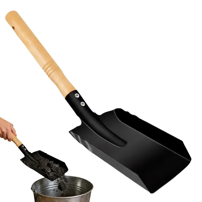 Pelle à cheminée, outils pour foyer, pelle à charbon à manche en bois, pelle à cendres pour poêle à 