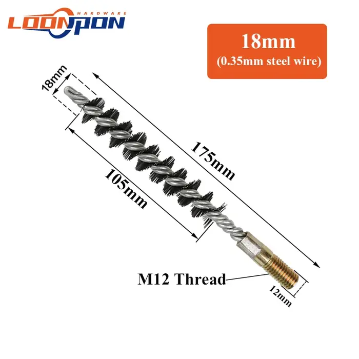 Loonpon 18-75mm fil brosse métallique poignée en métal tuyau nettoyage cheminée brosse acier inoxyda