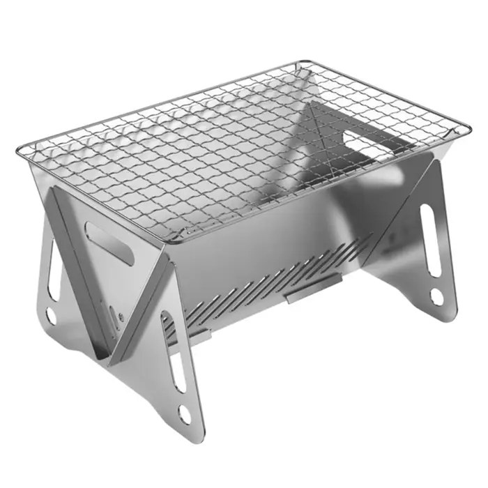 Poêle Camping à bois en acier inoxydable, cuiseur barbecue pique-nique, poêle randonnée