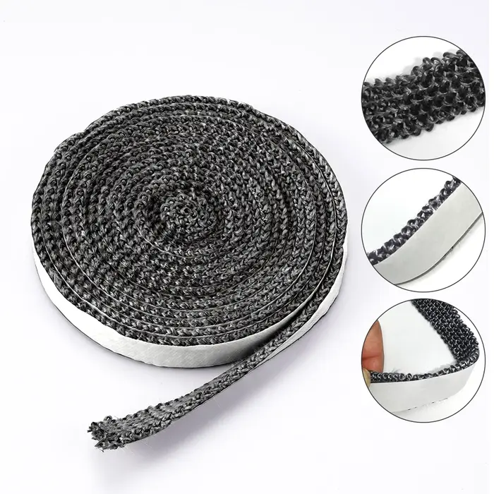 10/15mm de largeur noir plat poêle corde auto-adhésive en fibre de verre joint cuisinière cheminée porte feu