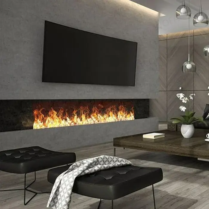 Cheminée électrique LED, flamme 3D, vapeur d'eau, cheminée à vapeur, remplissage et vidange automatiques, fausse flamme pour décoration de salon et de maison
