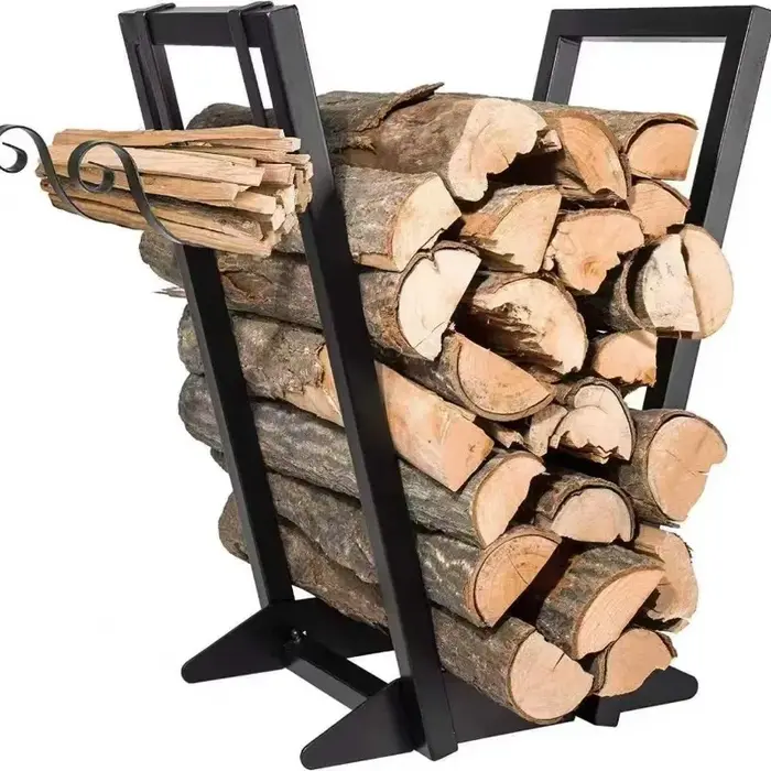 Support de rangement moderne en fer forgé pour bois de chauffage, étagère à bois, outils de cheminée