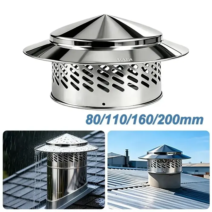 Capot de cheminée durable en acier inoxydable 80/110/160/200 mm