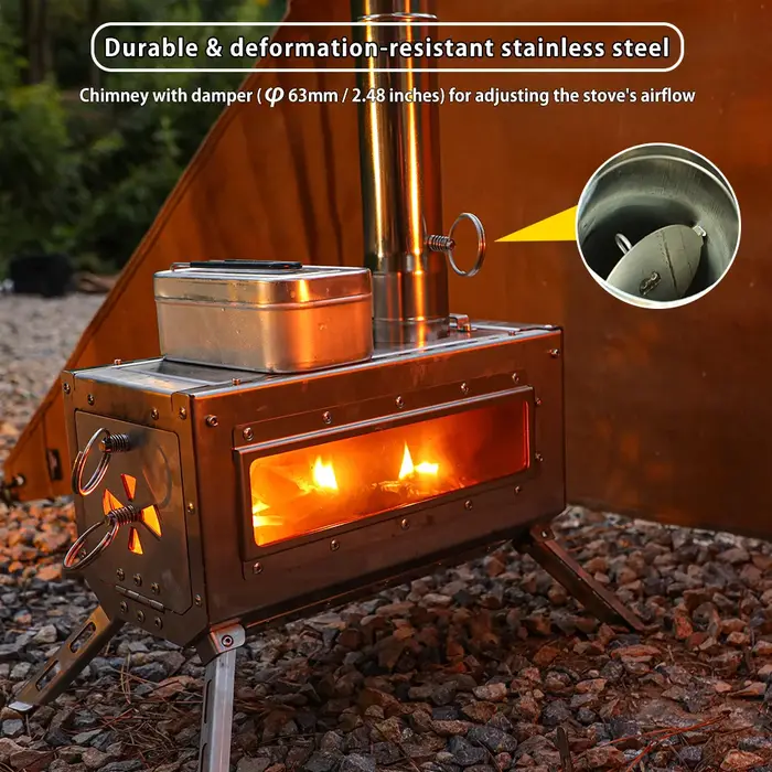 Tuyau de cheminée en acier inoxydable Soomloom avec amortisseur-accessoires de poêle à bois
