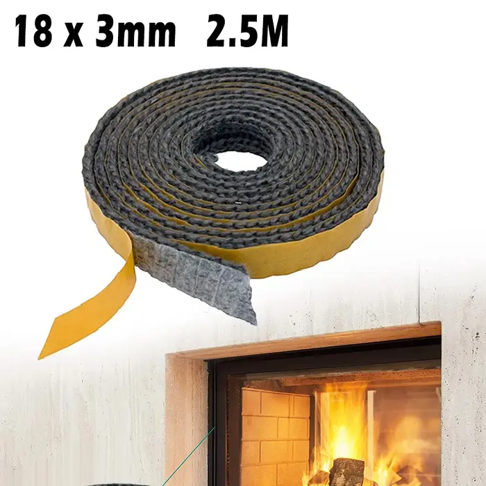 1 rouleau de 2, 5 m de bande d'étanchéité en fibre de verre pour poêle et cheminée