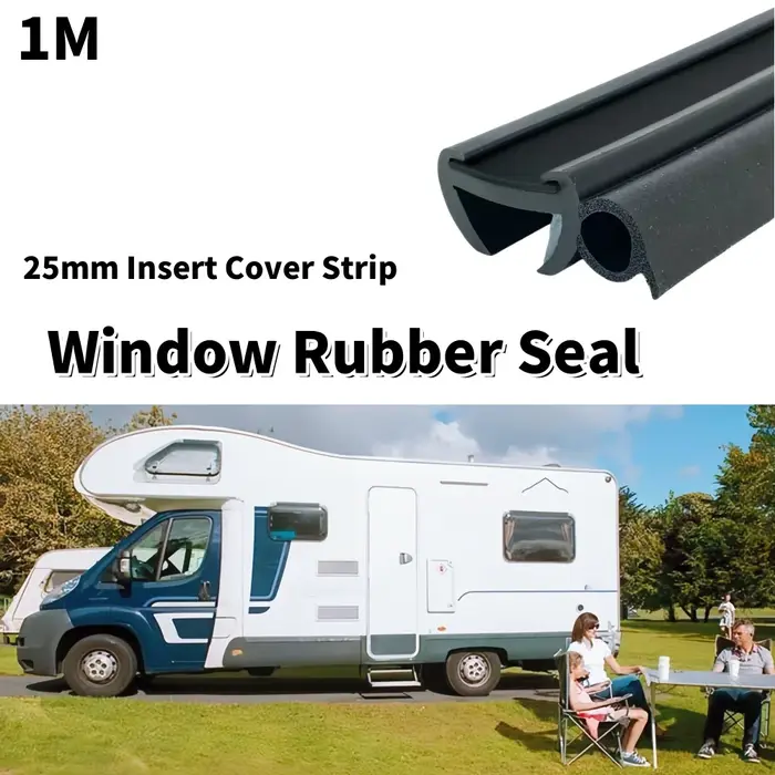 Joint en caoutchouc noir pour fenêtre de caravane, 1m, bande de couverture d'insertion de 25mm, vend