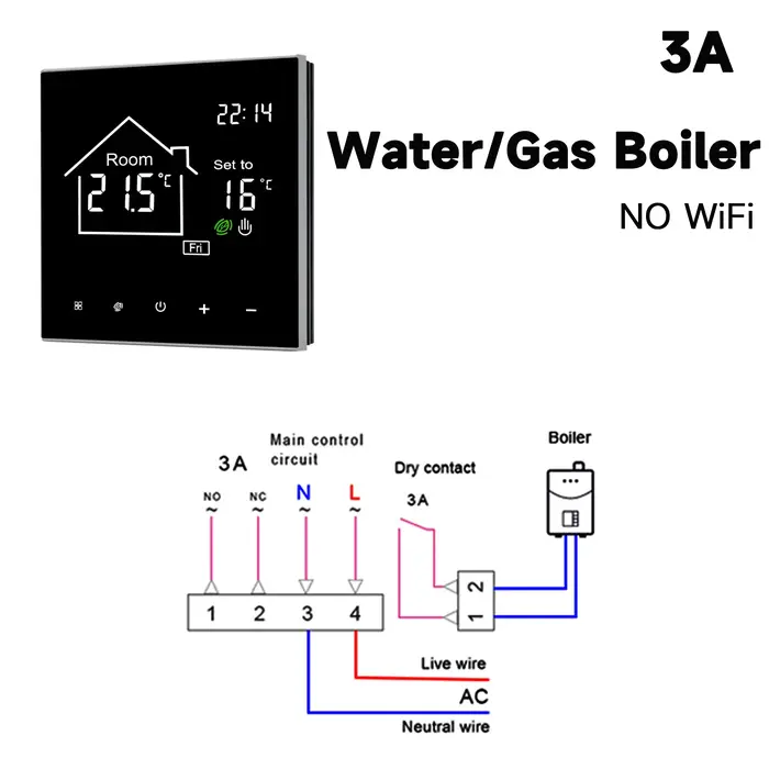 Thermostat intelligent WiFi Tuya, écran tactile LCD pour chauffage au sol/chaudière à gaz, télécomma