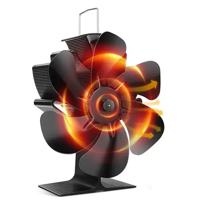 Ventilateur de foyer auto-alimenté à 6 pales pour poêle à bois