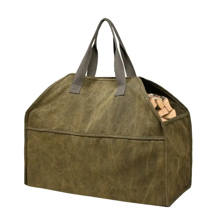 Sac de bois de chauffage en toile, support de stockage de bûches, fourre-tout en bois de feu durable